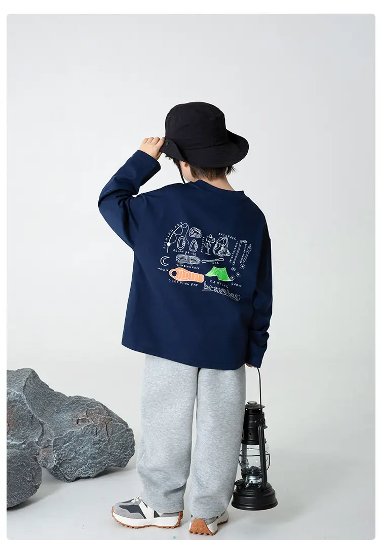Haima Boys Cotton Long Sleeve T-Shirt White Korean Style — feature 14
