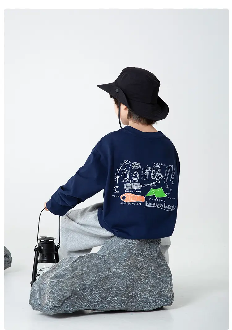 Haima Boys Cotton Long Sleeve T-Shirt White Korean Style — feature 15