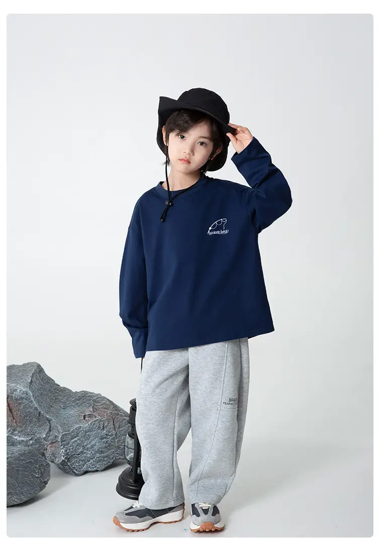Haima Boys Cotton Long Sleeve T-Shirt White Korean Style — feature 16