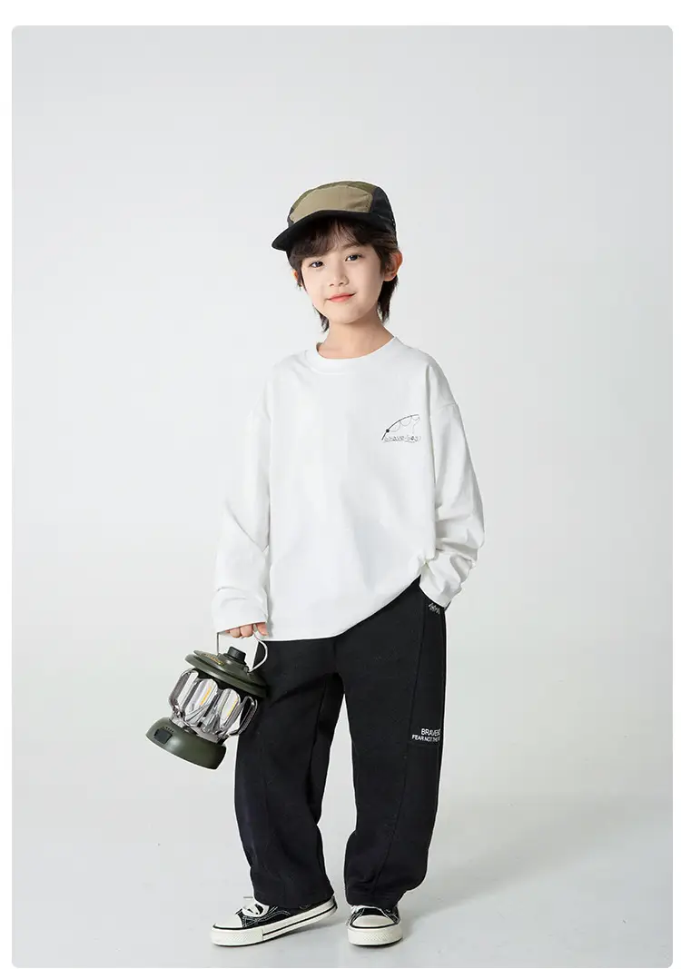 Haima Boys Cotton Long Sleeve T-Shirt White Korean Style — feature 9