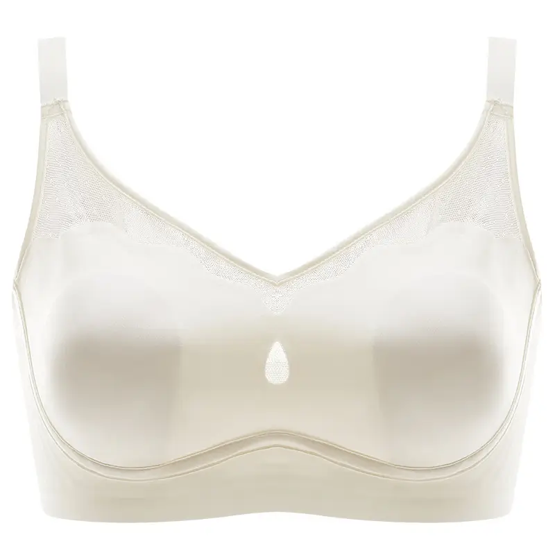 Satin French Ultra-Thin Large-Breasted and Small-Breasted Intimates, Feminine Mesh Thin Anti-Sagging Wire-Free Bra