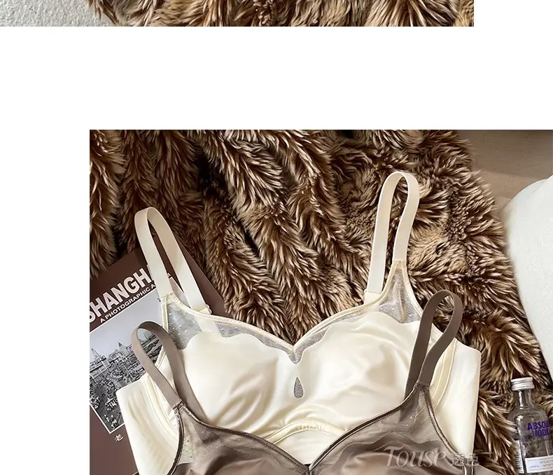 Satin French Ultra-Thin Large-Breasted and Small-Breasted Intimates, Feminine Mesh Thin Anti-Sagging Wire-Free Bra — feature 10