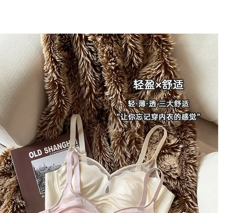 Satin French Ultra-Thin Large-Breasted and Small-Breasted Intimates, Feminine Mesh Thin Anti-Sagging Wire-Free Bra — feature 16