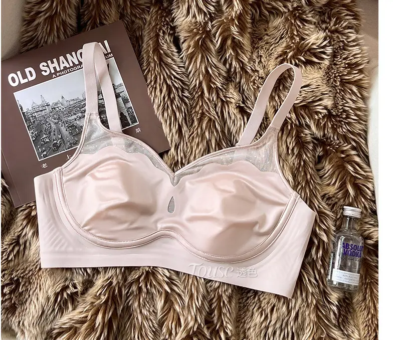 Satin French Ultra-Thin Large-Breasted and Small-Breasted Intimates, Feminine Mesh Thin Anti-Sagging Wire-Free Bra — feature 21