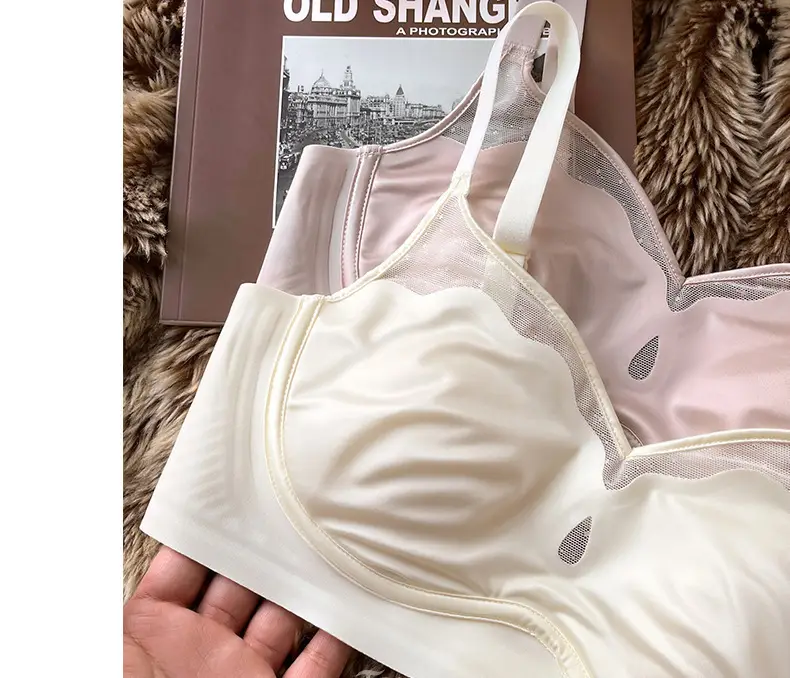 Satin French Ultra-Thin Large-Breasted and Small-Breasted Intimates, Feminine Mesh Thin Anti-Sagging Wire-Free Bra — feature 24