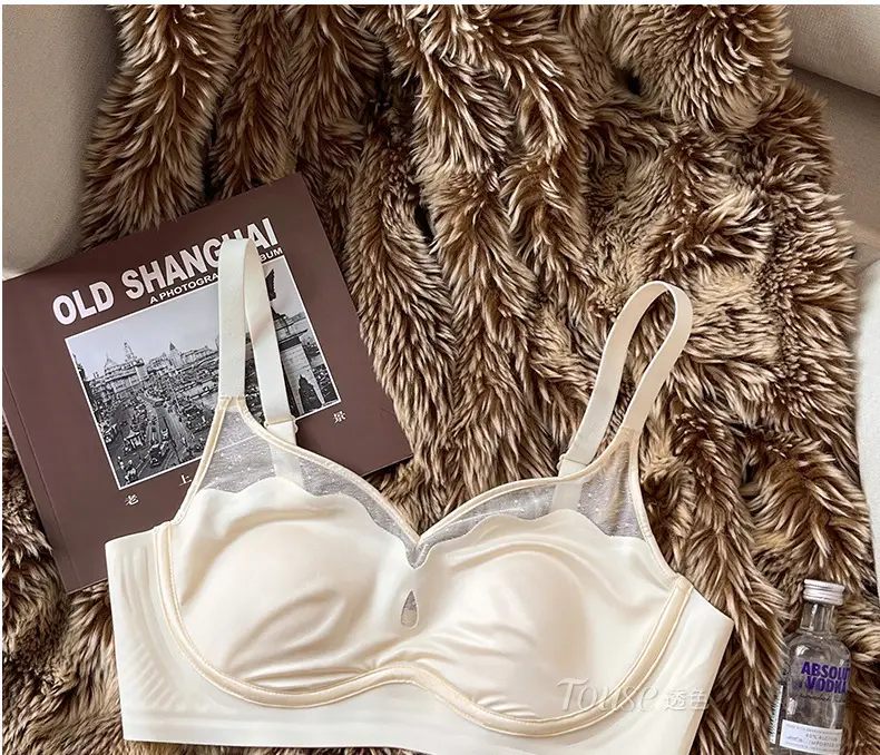 Satin French Ultra-Thin Large-Breasted and Small-Breasted Intimates, Feminine Mesh Thin Anti-Sagging Wire-Free Bra — feature 27