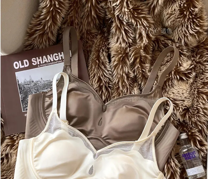 Satin French Ultra-Thin Large-Breasted and Small-Breasted Intimates, Feminine Mesh Thin Anti-Sagging Wire-Free Bra — feature 30