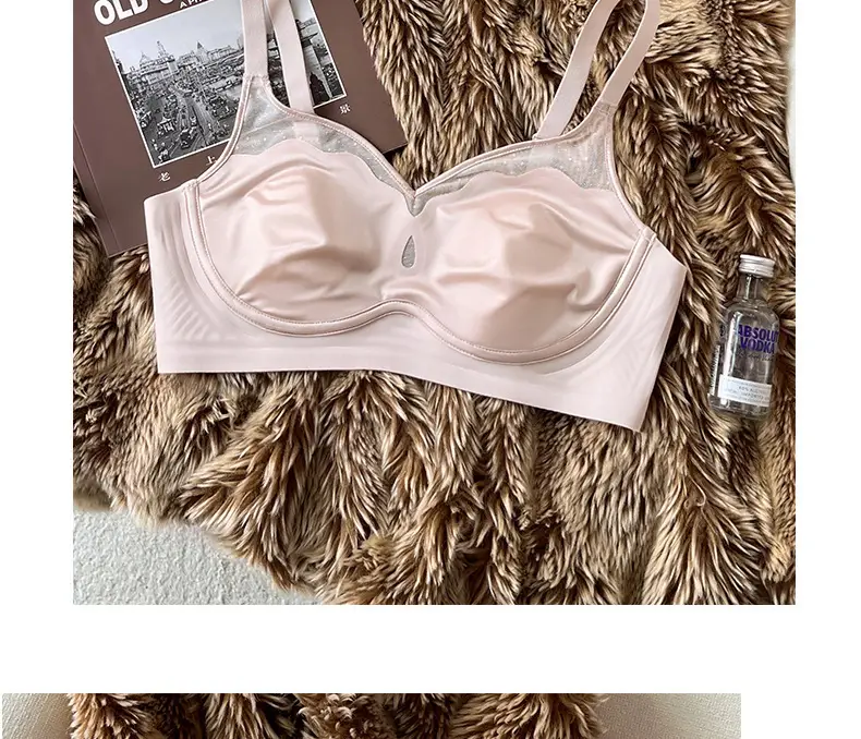 Satin French Ultra-Thin Large-Breasted and Small-Breasted Intimates, Feminine Mesh Thin Anti-Sagging Wire-Free Bra — feature 32