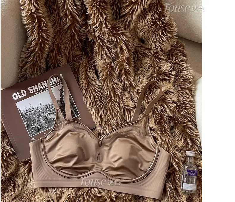 Satin French Ultra-Thin Large-Breasted and Small-Breasted Intimates, Feminine Mesh Thin Anti-Sagging Wire-Free Bra — feature 33