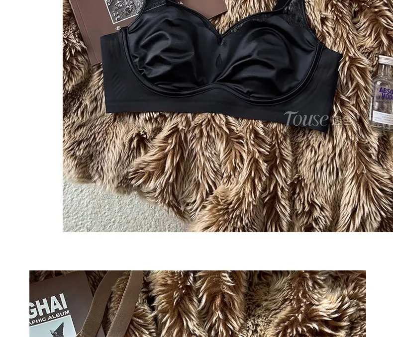 Satin French Ultra-Thin Large-Breasted and Small-Breasted Intimates, Feminine Mesh Thin Anti-Sagging Wire-Free Bra — feature 35