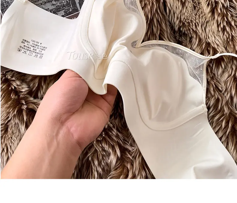 Satin French Ultra-Thin Large-Breasted and Small-Breasted Intimates, Feminine Mesh Thin Anti-Sagging Wire-Free Bra — feature 38