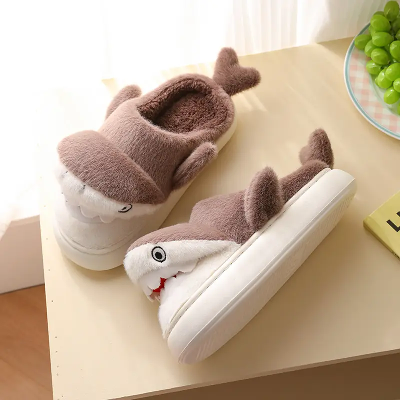 Cartoon Shark Cotton Slippers for Men Winter Warm - Image 7