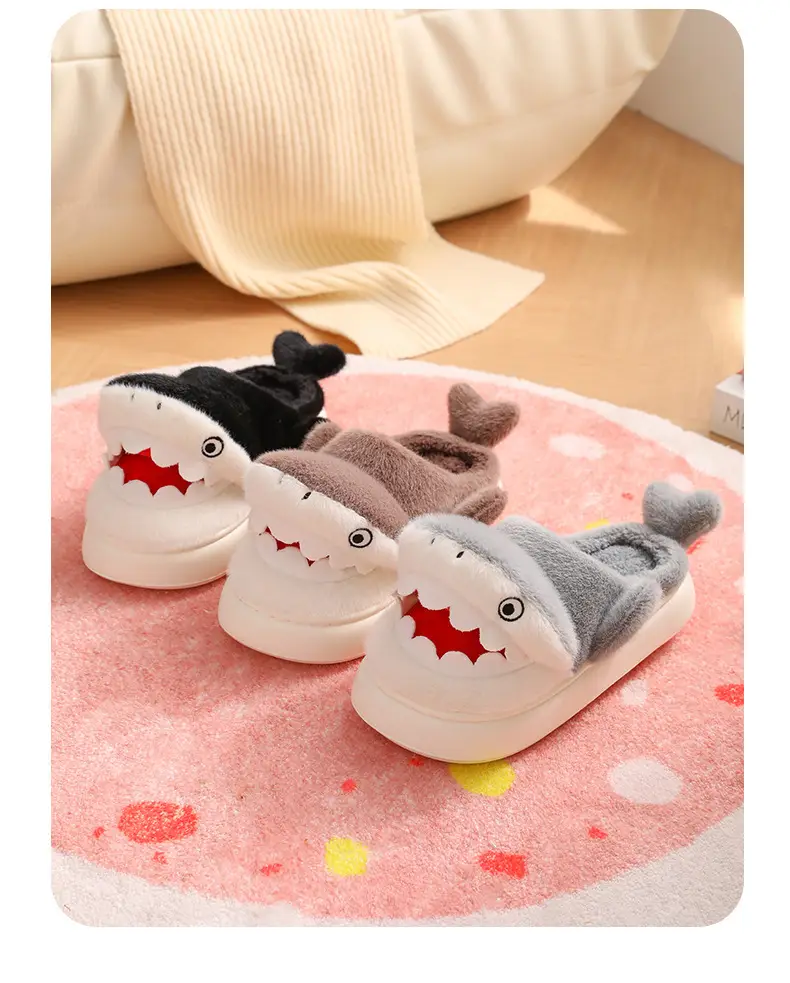 Cartoon Shark Cotton Slippers for Men Winter Warm — feature 12
