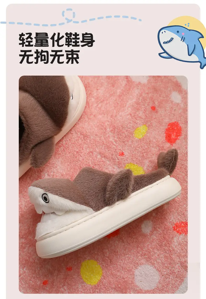 Cartoon Shark Cotton Slippers for Men Winter Warm — feature 6