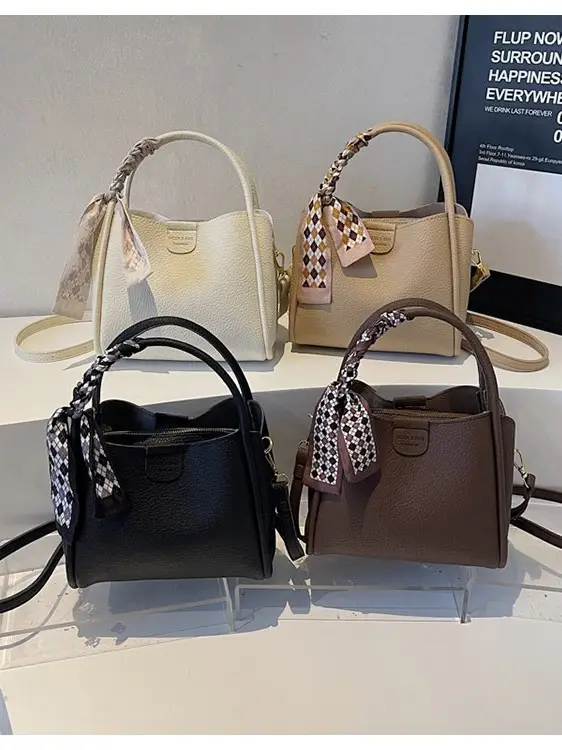 2025 Summer Bucket Bag for Women Brown Leather Commuting Shoulder Crossbody - Image 4