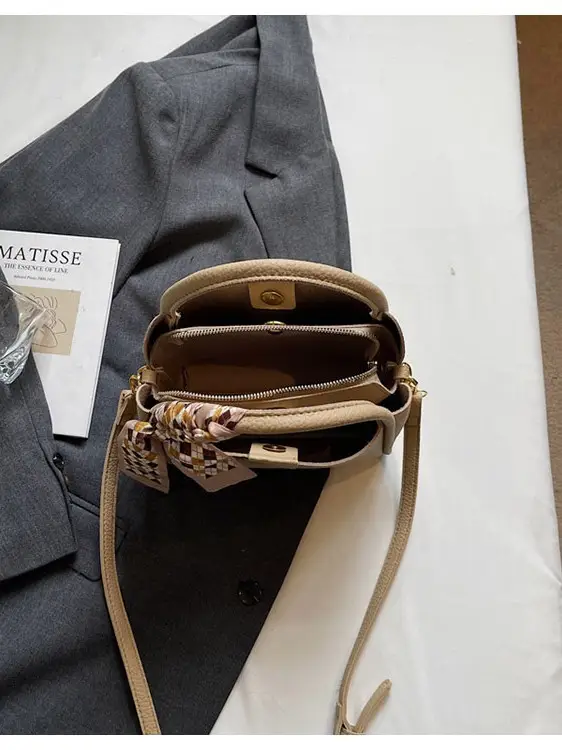 2025 Summer Bucket Bag for Women Brown Leather Commuting Shoulder Crossbody - Image 5