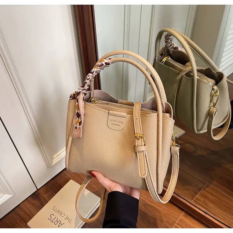 2025 Summer Bucket Bag for Women Brown Leather Commuting Shoulder Crossbody — feature 1