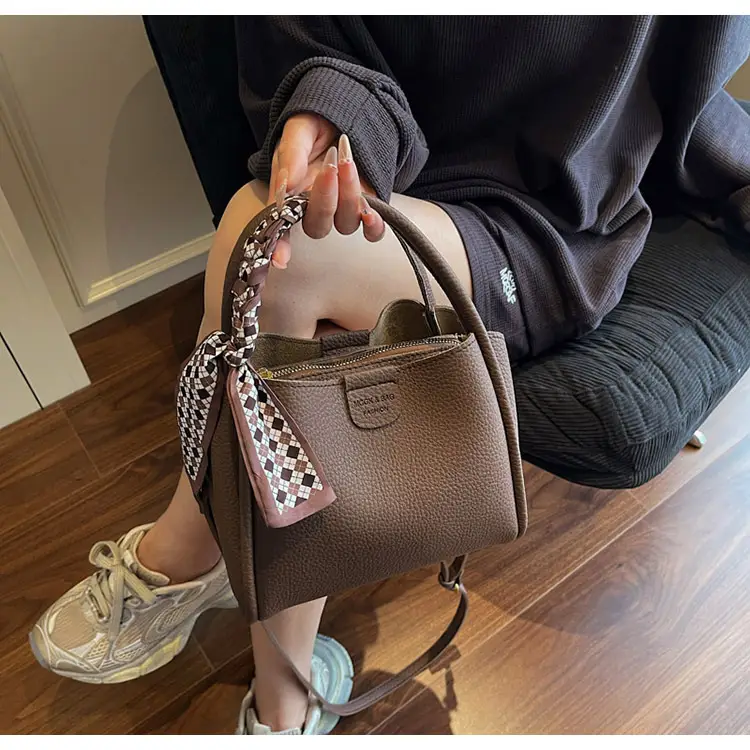 2025 Summer Bucket Bag for Women Brown Leather Commuting Shoulder Crossbody — feature 26