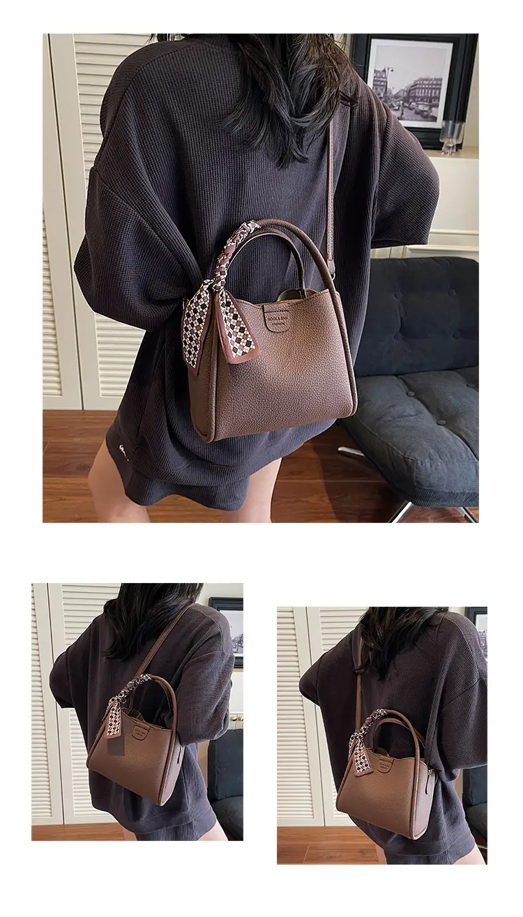 2025 Summer Bucket Bag for Women Brown Leather Commuting Shoulder Crossbody — feature 5