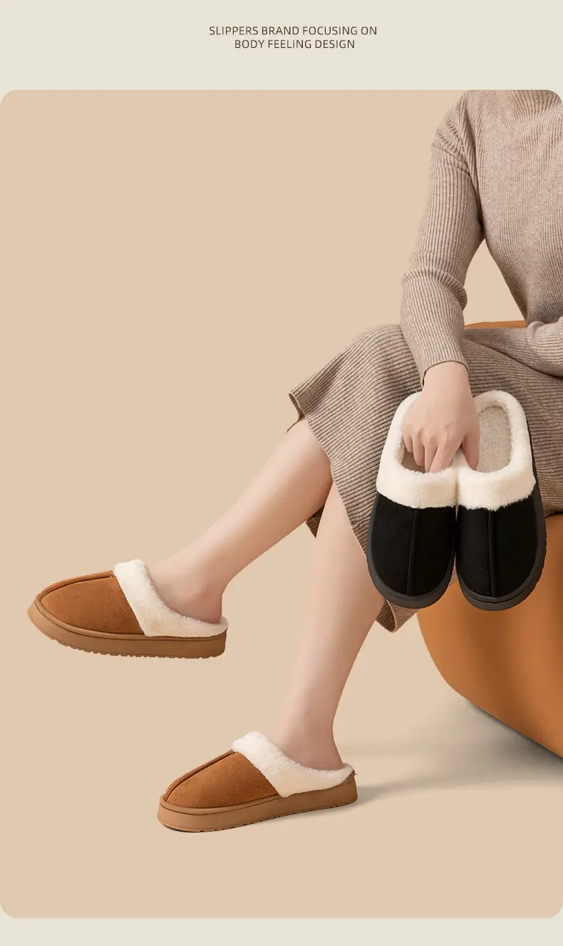 Autumn and Winter Indoor Warm Couple Plush Home Non-Slip Thick-Soled Maternity Slippers Cotton Slippers Thickened Women's Home — feature 10