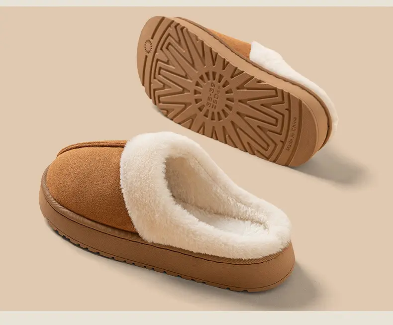 Autumn and Winter Indoor Warm Couple Plush Home Non-Slip Thick-Soled Maternity Slippers Cotton Slippers Thickened Women's Home — feature 2