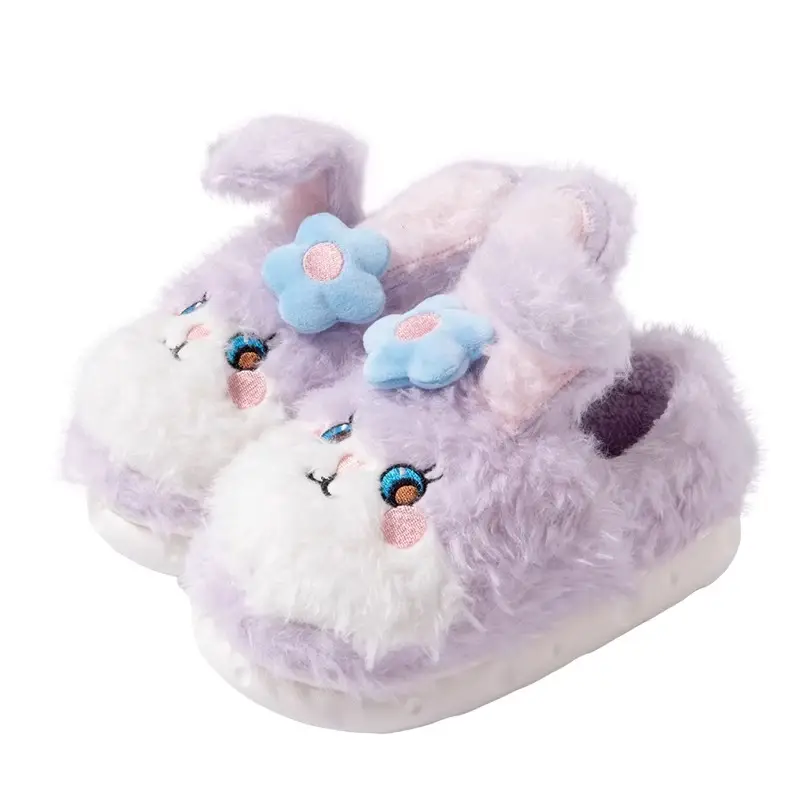 Cute Pink Rabbit Slippers for Women Winter Warm Indoor