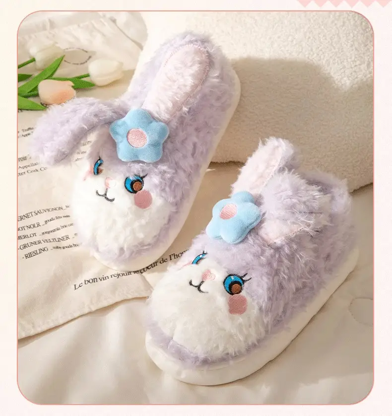 Cute Pink Rabbit Slippers for Women Winter Warm Indoor — feature 15