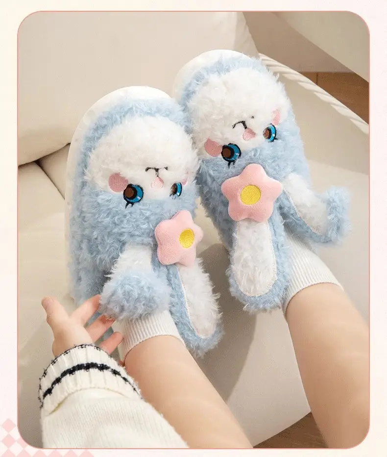 Cute Pink Rabbit Slippers for Women Winter Warm Indoor — feature 18