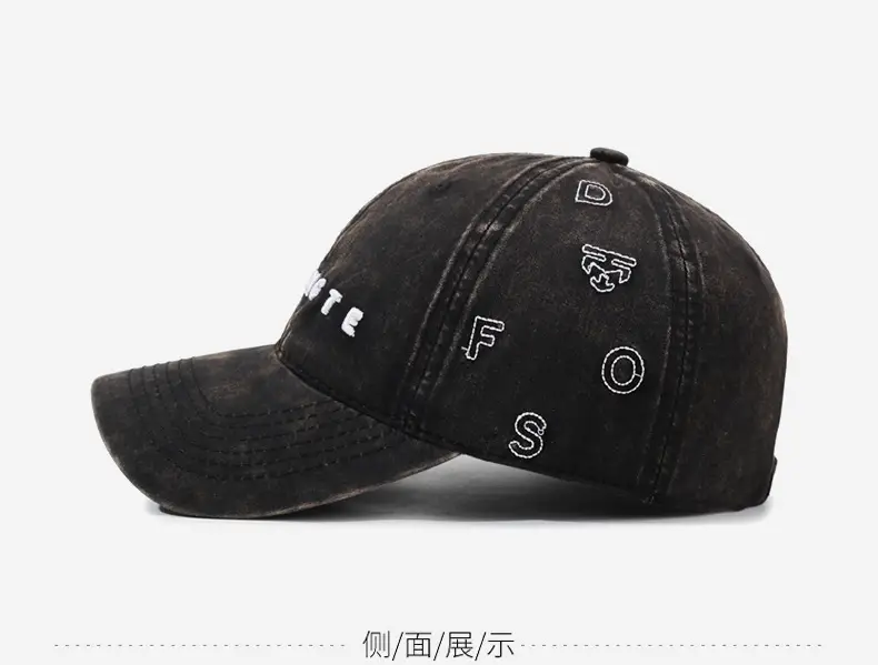 Vintage Letter Embroidered Duckbill Cap Beige Unisex — feature 11