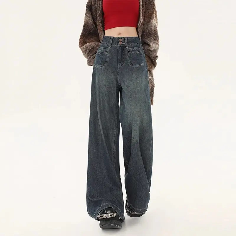 Fleece Lined Wide Leg Jeans for Women - Image 5