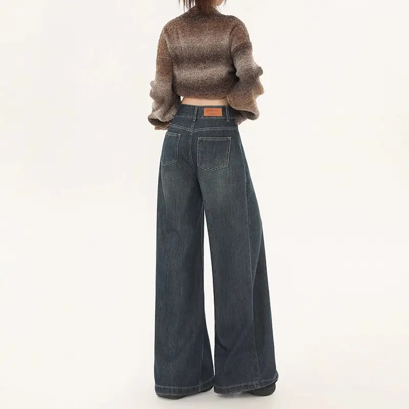 Fleece Lined Wide Leg Jeans for Women - Image 6