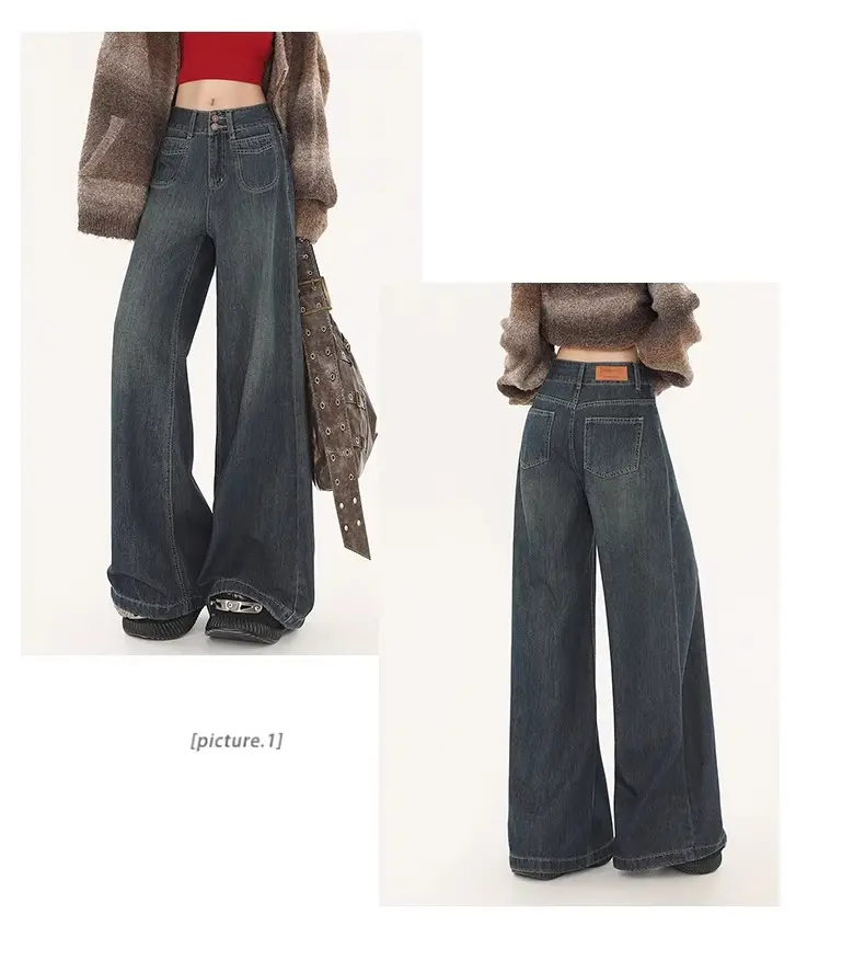 Fleece Lined Wide Leg Jeans for Women — feature 1
