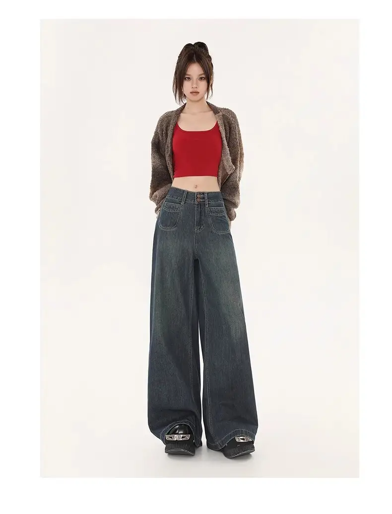 Fleece Lined Wide Leg Jeans for Women — feature 11