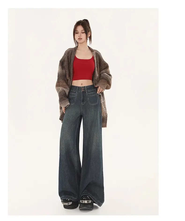 Fleece Lined Wide Leg Jeans for Women — feature 13