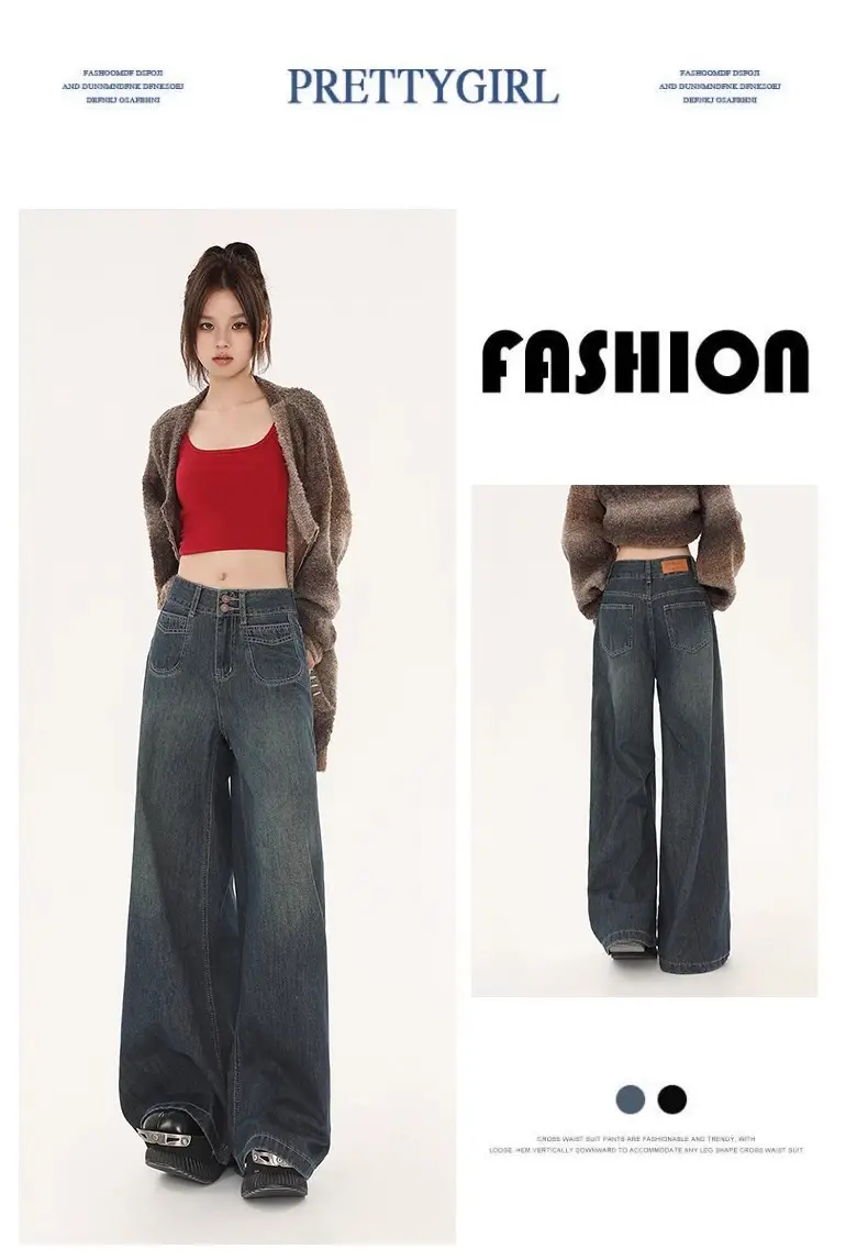 Fleece Lined Wide Leg Jeans for Women — feature 6