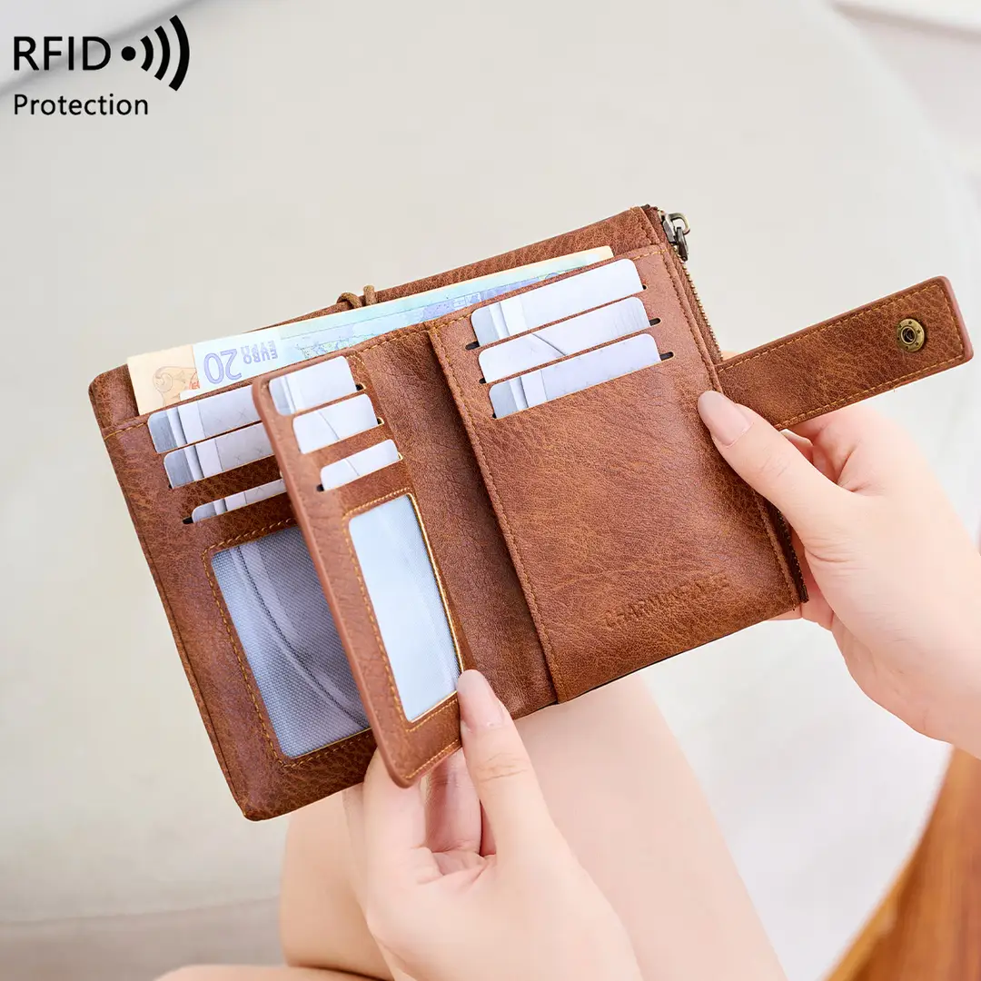 Cross-Border New Rfid Anti-Theft Women's Wallet Multi-Functional 70% off Short Wallet Retro Large-Capacity Coin Purse