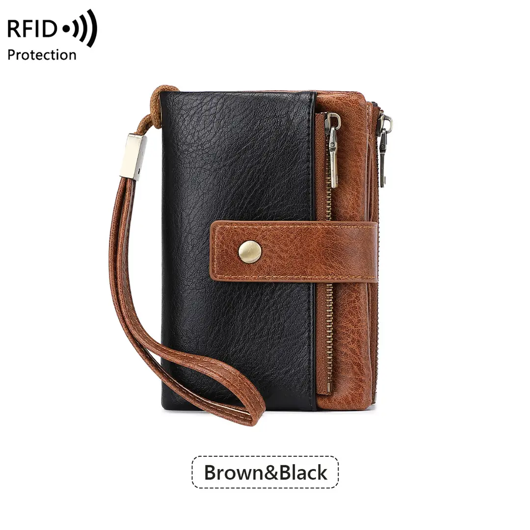 Cross-Border New Rfid Anti-Theft Women's Wallet Multi-Functional 70% off Short Wallet Retro Large-Capacity Coin Purse