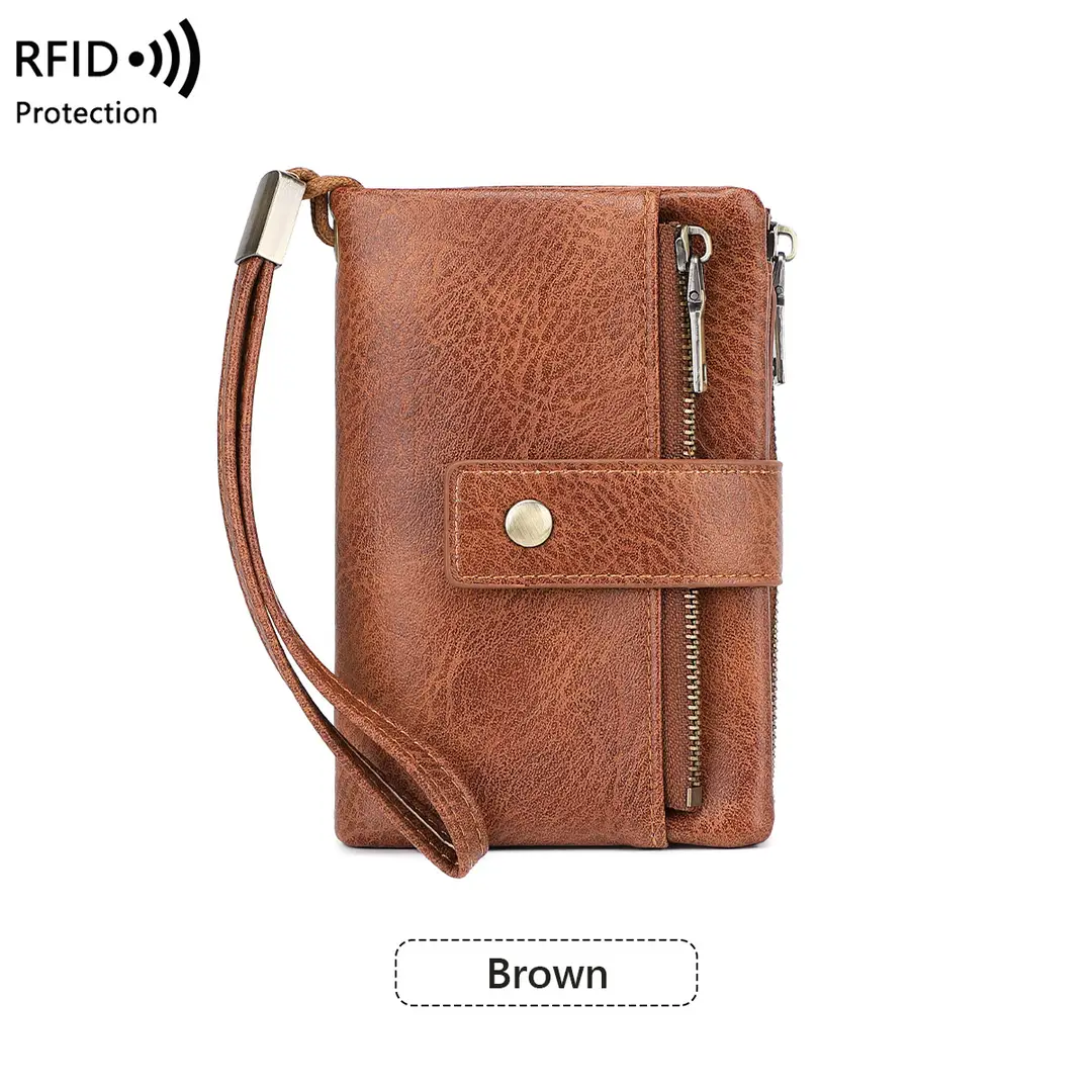 Cross-Border New Rfid Anti-Theft Women's Wallet Multi-Functional 70% off Short Wallet Retro Large-Capacity Coin Purse