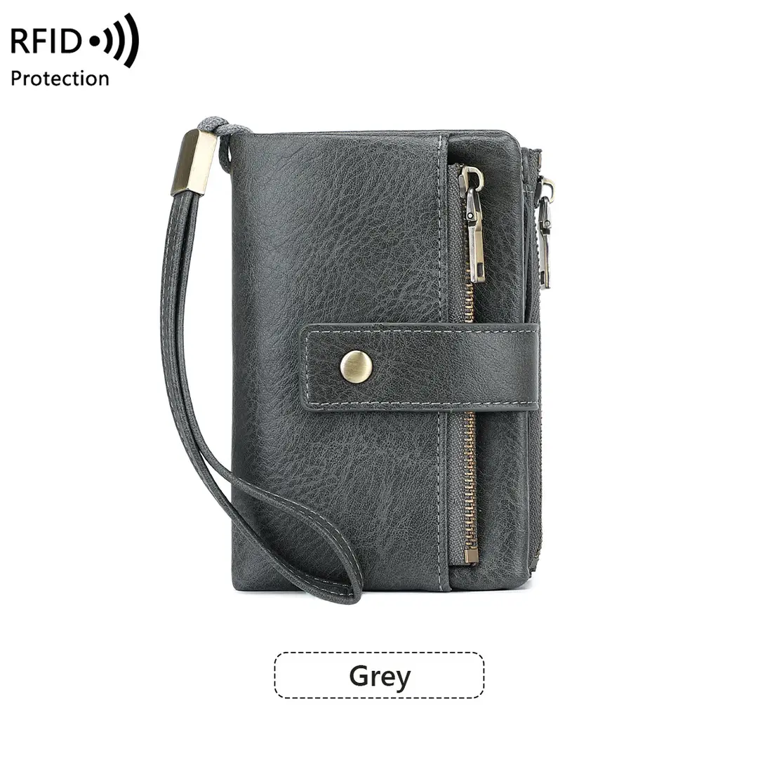 Cross-Border New Rfid Anti-Theft Women's Wallet Multi-Functional 70% off Short Wallet Retro Large-Capacity Coin Purse