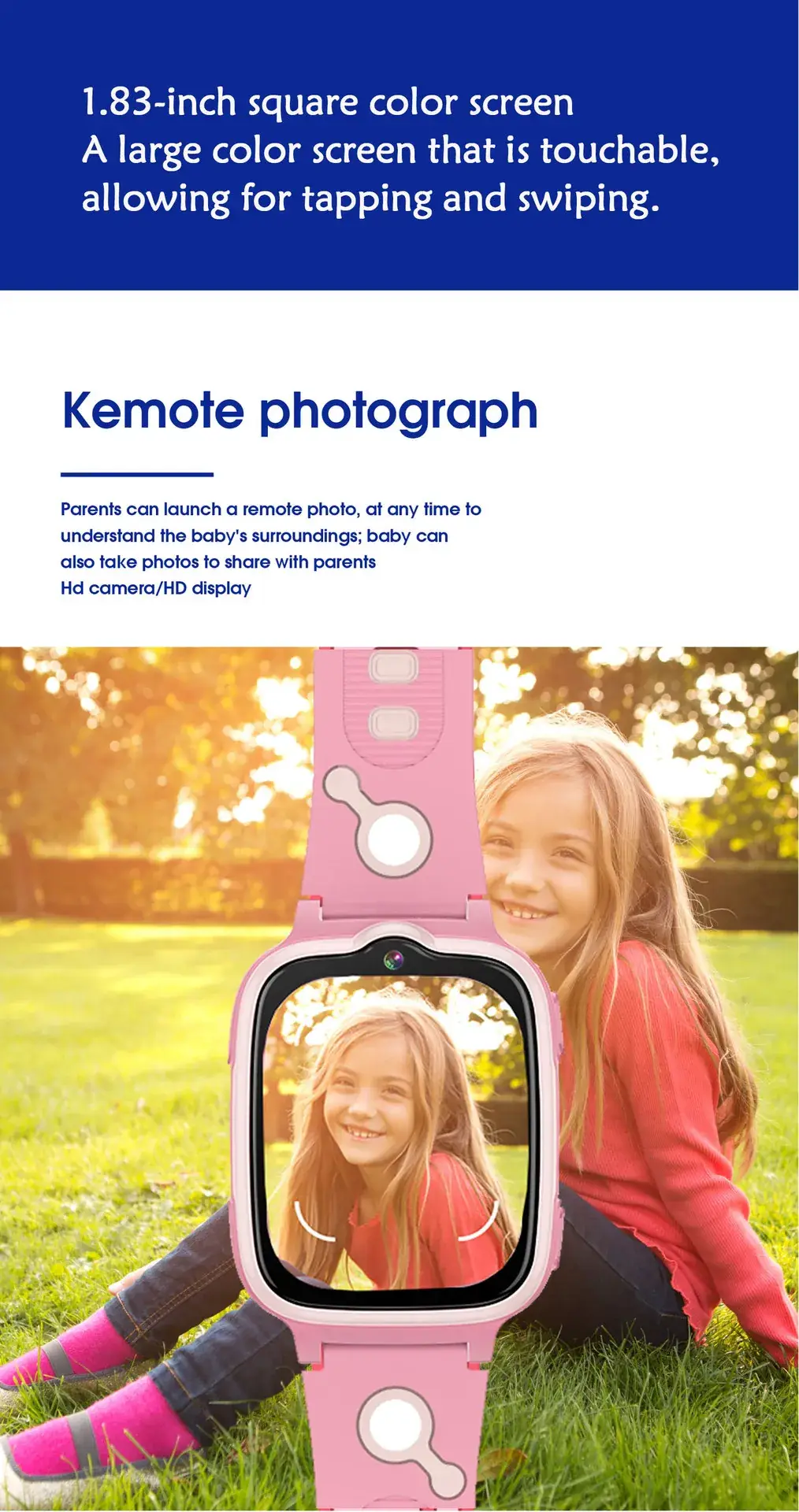 Pink Smart Watch for Kids with Network & Micro Chat Features — feature 8
