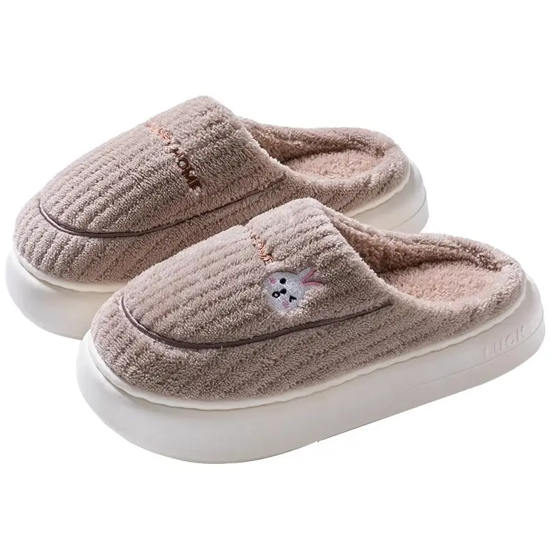 2025 Cotton Slippers with Color Bottom, Stain-Resistant, Soft and Wear-Resistant, Winter Indoor Home Comfort, Warm and Non-Slip Cotton Slippers
