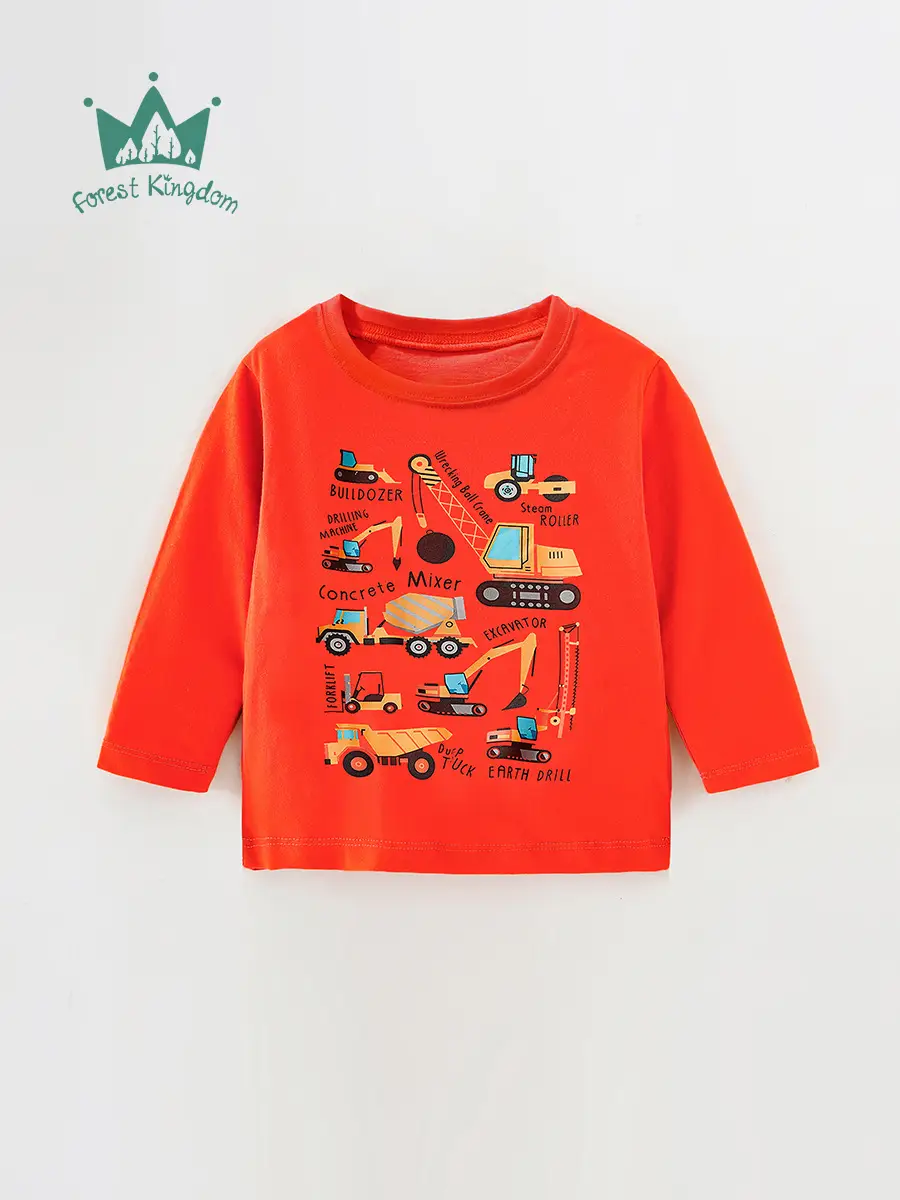 Orange Cartoon T-Shirt for Boys 2025 Spring Autumn - Image 2