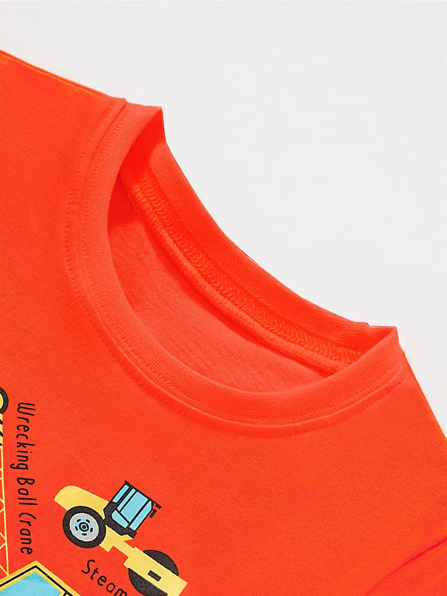 Orange Cartoon T-Shirt for Boys 2025 Spring Autumn - Image 3