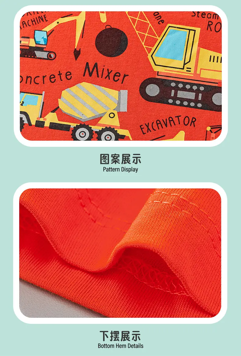 Orange Cartoon T-Shirt for Boys 2025 Spring Autumn — feature 8
