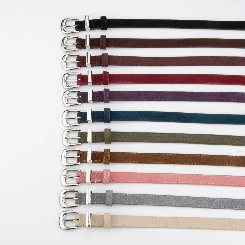 Women's Retro Frosted Leather Belt with Jeans Belt Decor