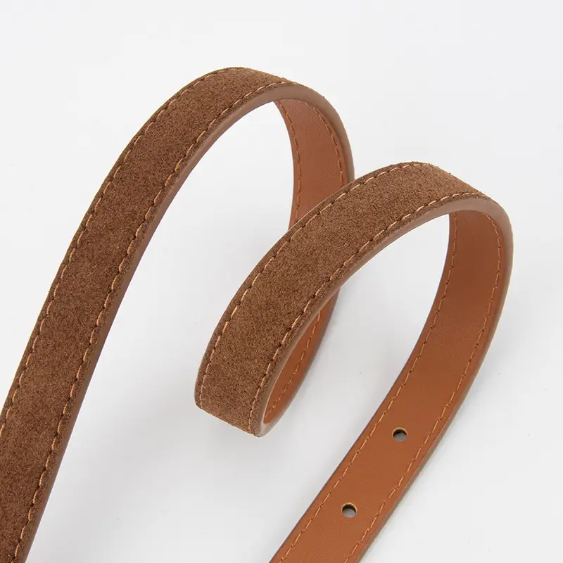 Women's Retro Frosted Leather Belt with Jeans Belt Decor