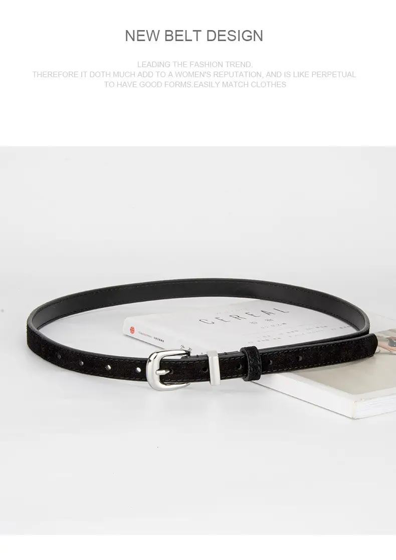 Women's Retro Frosted Leather Belt with Jeans Belt Decor — feature 12