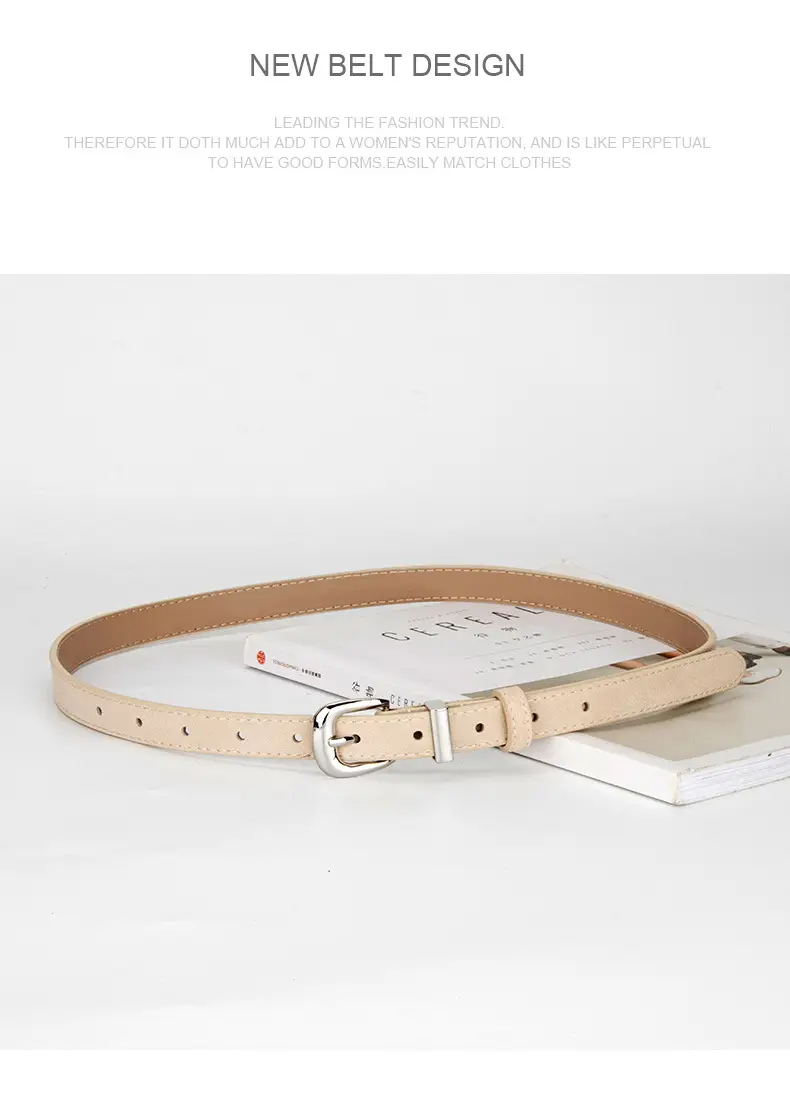 Women's Retro Frosted Leather Belt with Jeans Belt Decor — feature 14
