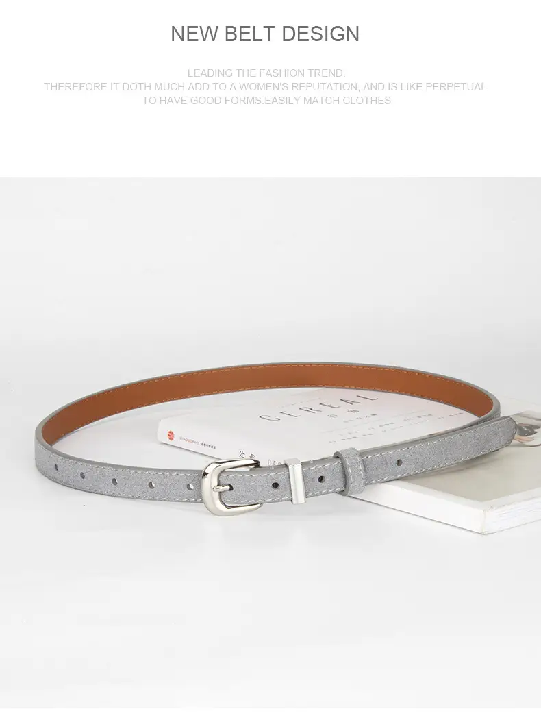 Women's Retro Frosted Leather Belt with Jeans Belt Decor — feature 15