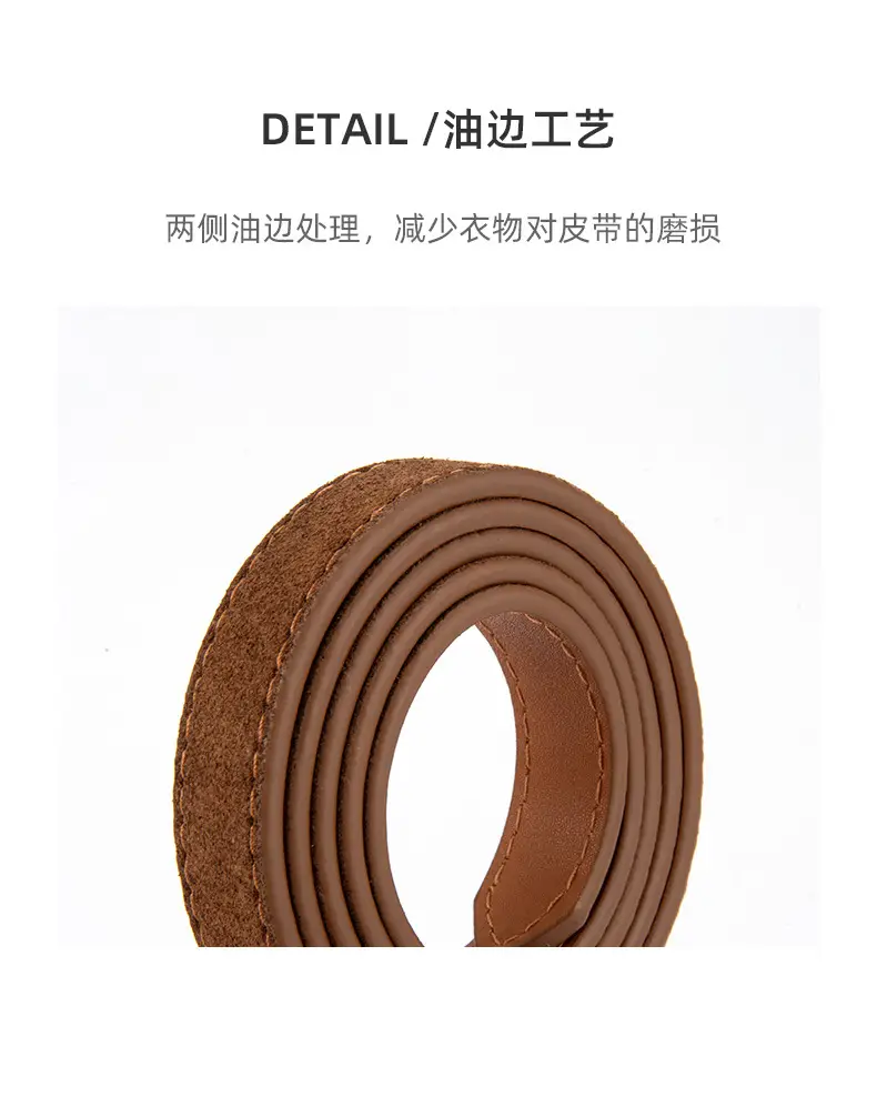 Women's Retro Frosted Leather Belt with Jeans Belt Decor — feature 7